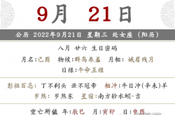 2022年农历八月二十六黄历内容一览