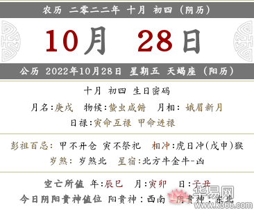 2022年农历十月初四是啥日子