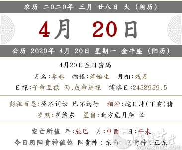 2020年三月二十八喜神方位