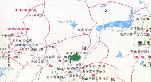 毛泽东祖坟风水-位置地图