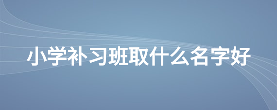 小学补习班取什么名字好