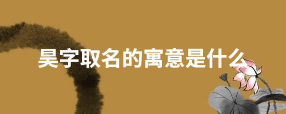 昊字取名的寓意是什么