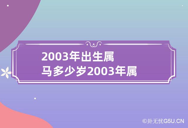 2003年出生属马多少岁 2003年属马的今年多大