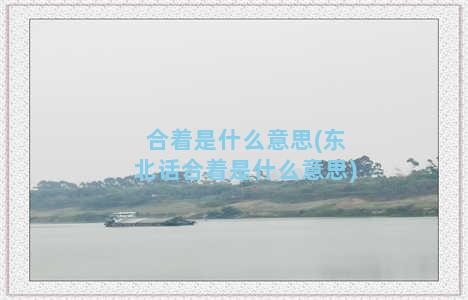 合着是什么意思(东北话合着是什么意思)