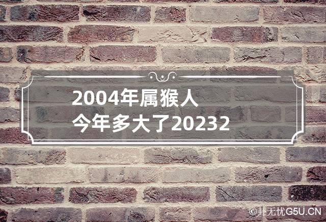 2004年属猴人今年多大了2023 2004年属猴今年几岁了