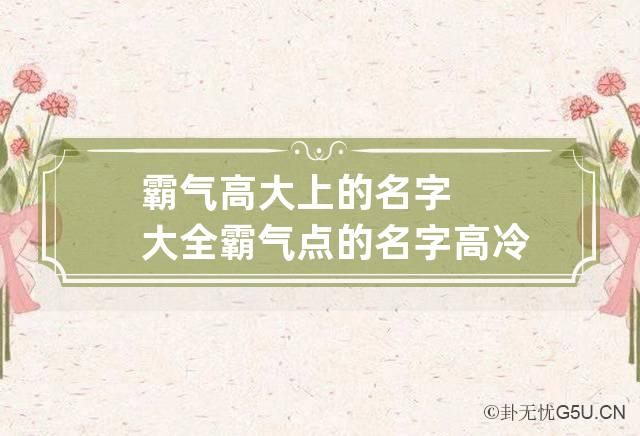 霸气高大上的名字大全 霸气点的名字 高冷