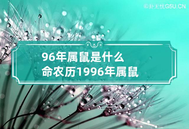 96年属鼠是什么命 农历1996年属鼠是什么命