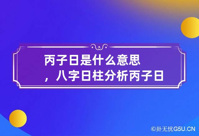 丙子日是什么意思，八字日柱分析丙子日是上等日柱！