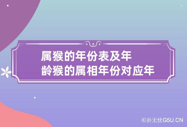 属猴的年份表及年龄 猴的属相年份 对应年龄