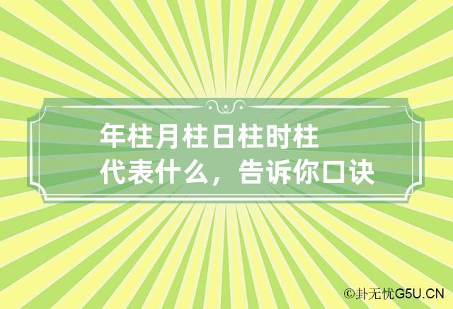 年柱月柱日柱时柱代表什么，告诉你口诀