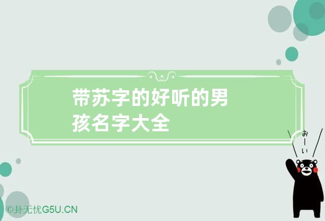 带苏字的好听的男孩名字大全