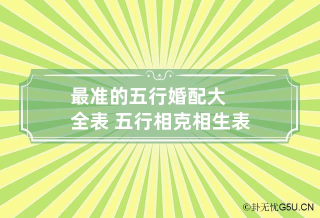 最准的五行婚配大全表 五行相克相生表