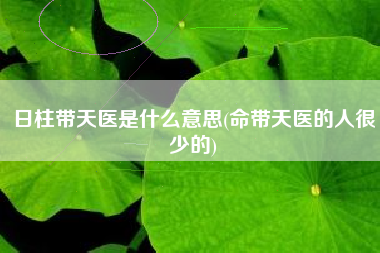 日柱带天医是什么意思(命带天医的人很少的)