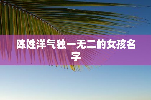 陈姓洋气独一无二的女孩名字