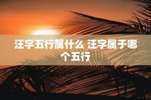 汪字五行属什么 汪字属于哪个五行