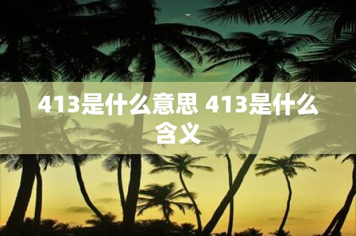 413是什么意思 413是什么含义