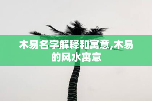 木易名字解释和寓意,木易的风水寓意