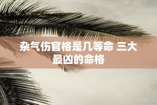 杂气伤官格是几等命 三大最凶的命格