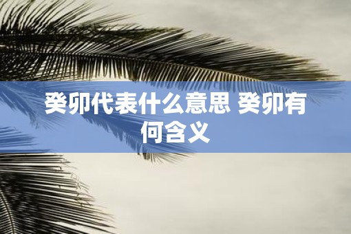 癸卯代表什么意思 癸卯有何含义