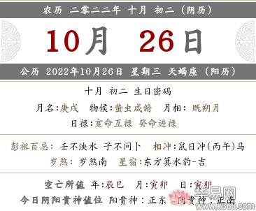 2022年阴历十月初二是什么日子