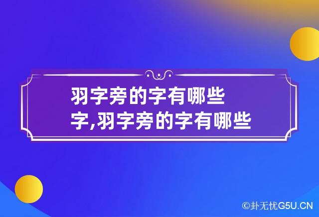 羽字旁的字有哪些字,羽字旁的字有哪些