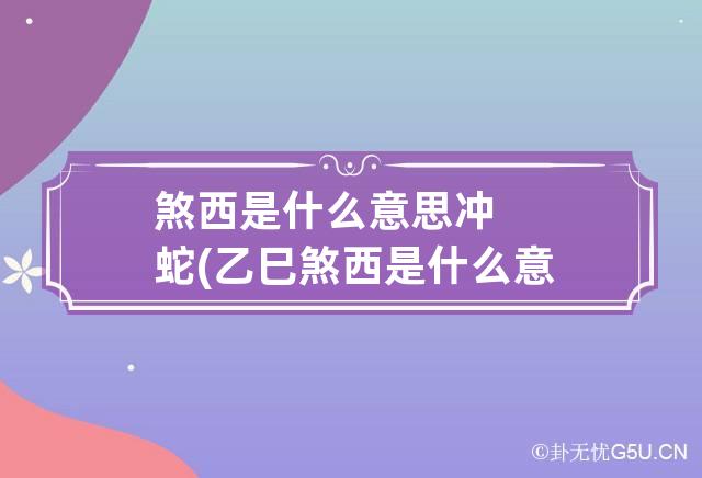 煞西是什么意思 冲蛇(乙巳煞西是什么意思